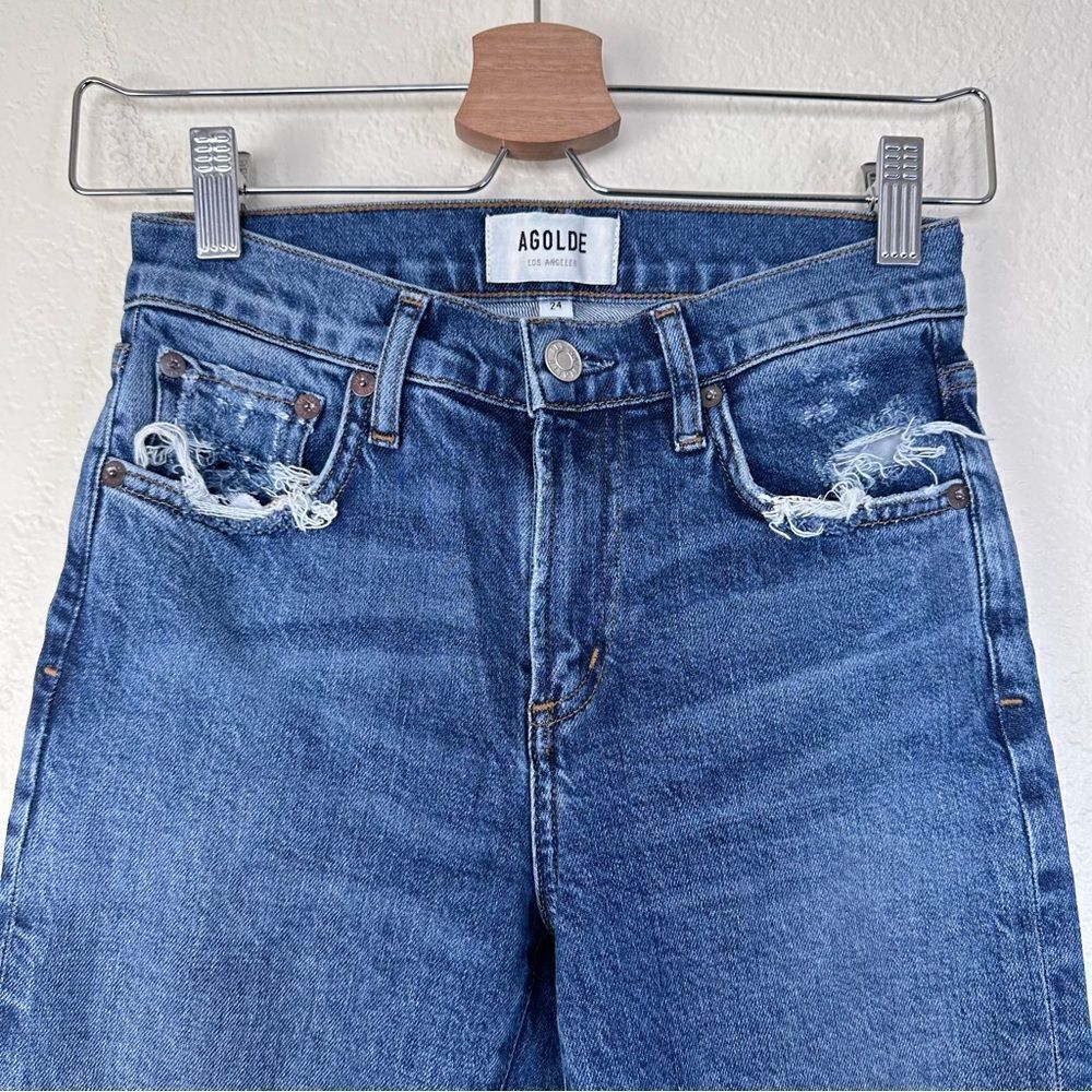 Agolde Toni Slim Distressed Ankle Jeans Size 24 - Picture 4 of 11